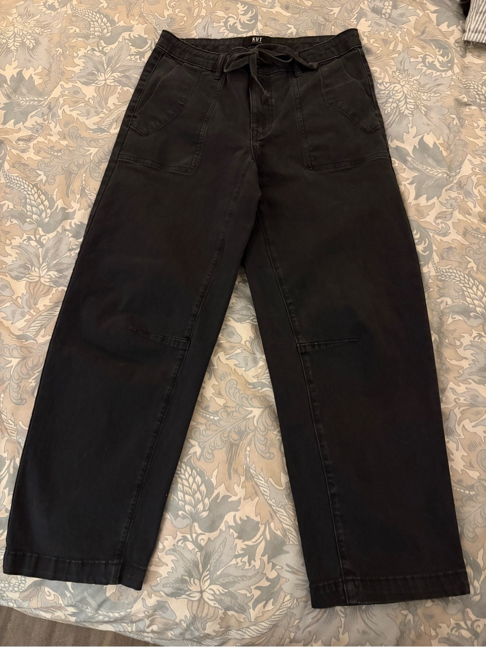 KUT from the Kloth washed black barrel style cargo pant